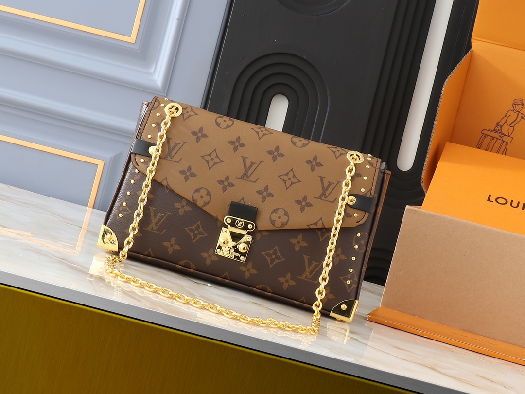 LV Classic Handbag Monogram Canvas Silver Hardware Evening Party